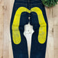 2000s Evisu Hand Painted Yellow Logo Raw Selvedge Denim