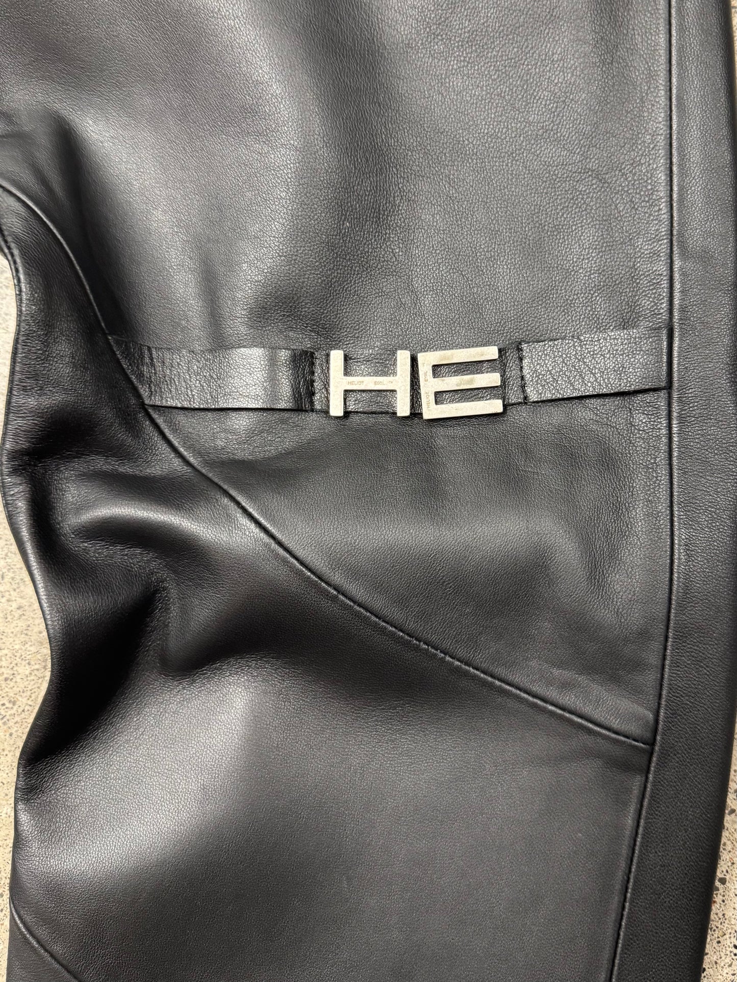 Heliot Emil Black Calfskin Leather Pants