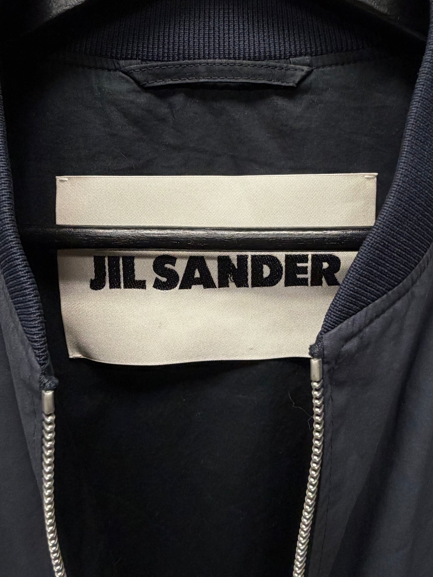 Jil Sander Military Inspired Navy Blue ‘Shell’ Light Bomber Jacket