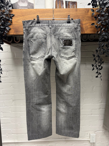 2000s Dolce & Gabbana Washed Grey Bootcut Denim