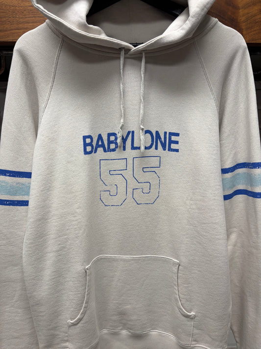 AW2018 Saint Laurent ‘Babylone’ Jersey White Drawstring Hoodie
