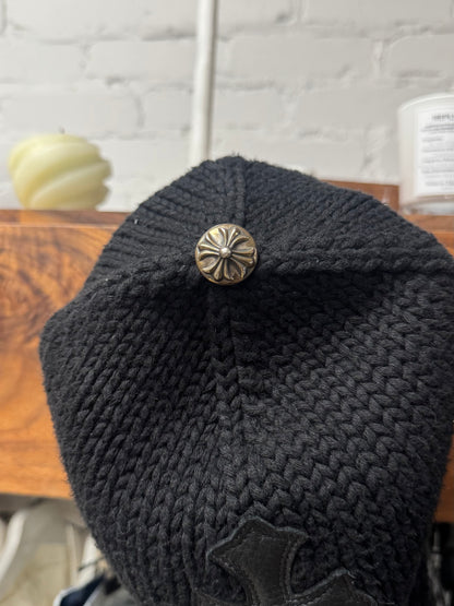 Chrome Hearts Cashmere Leather ‘Single Cross Patch’ Black Knit Beanie