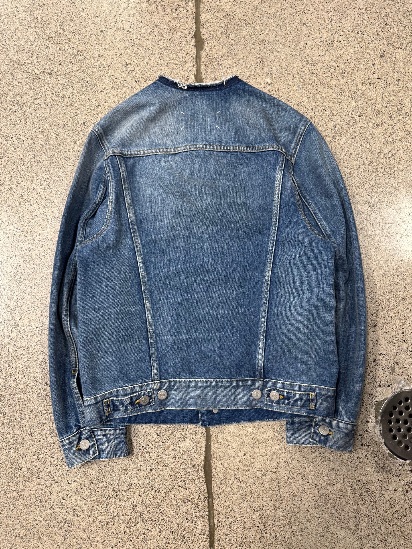 AW2022 Maison Margiela ‘Collarless’ Denim Trucker Jacket