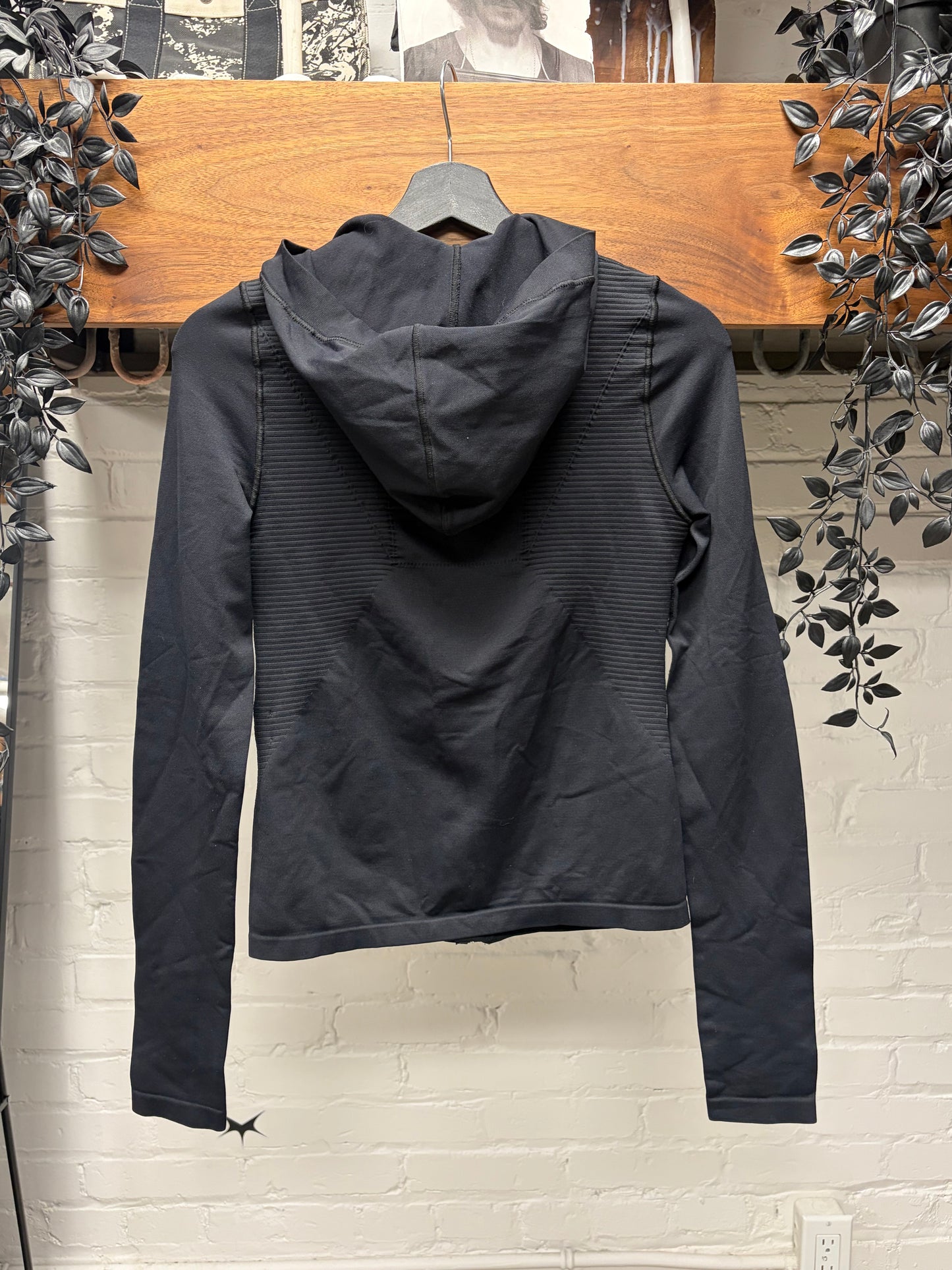 SS2021 Rick Owens ‘Phlegethon’ Ribbed Black Scuba Zip-Up Hoodie