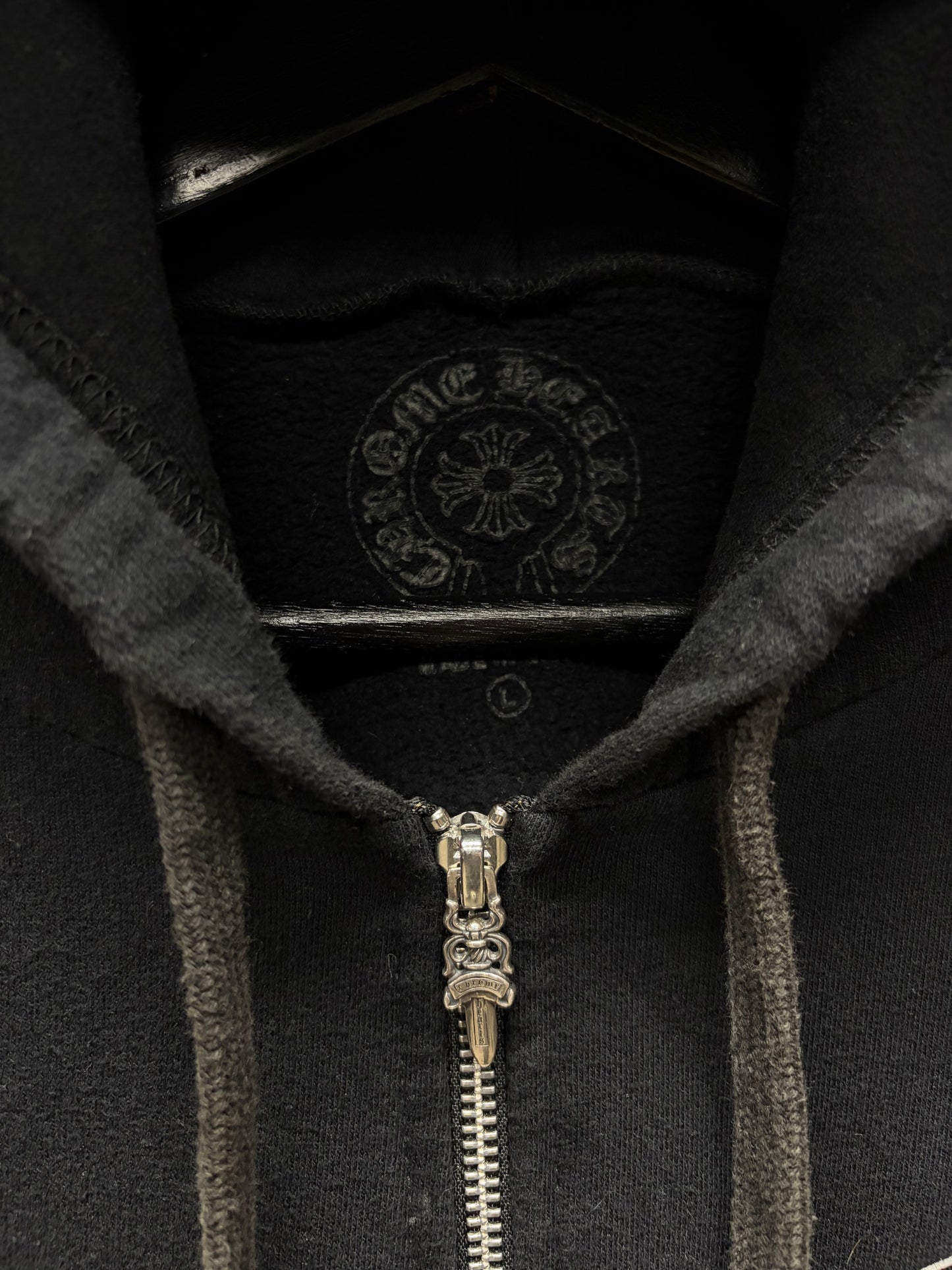 Chrome Hearts ‘T-Bar Logo’ Black  925 Silver Dagger-Zip Hoodie