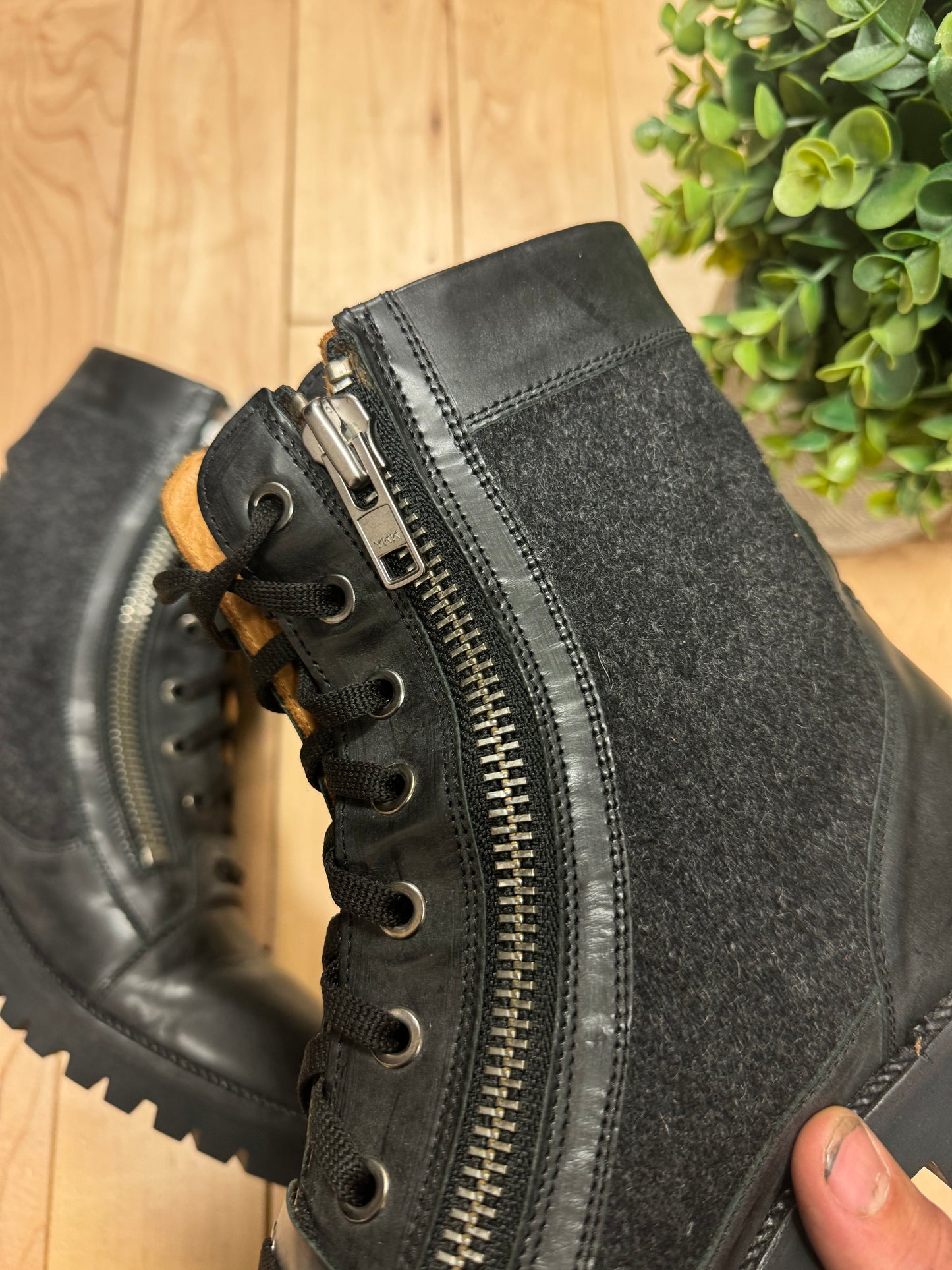 AW2012 Maison Margiela Double-Zip Leather Combat Boots