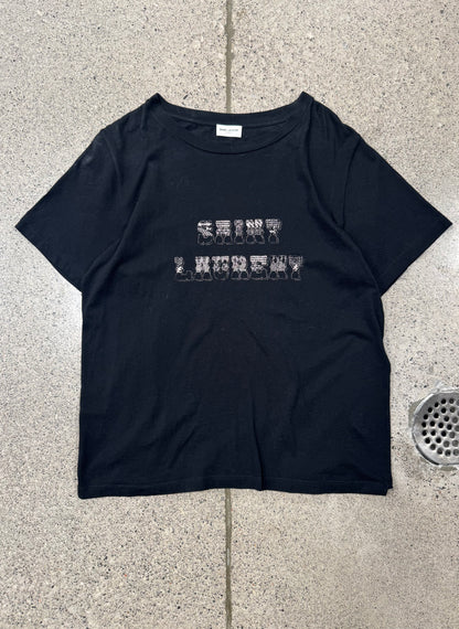 SS2018 Saint Laurent ‘Western’ Black Cropped Graphic T-Shirt