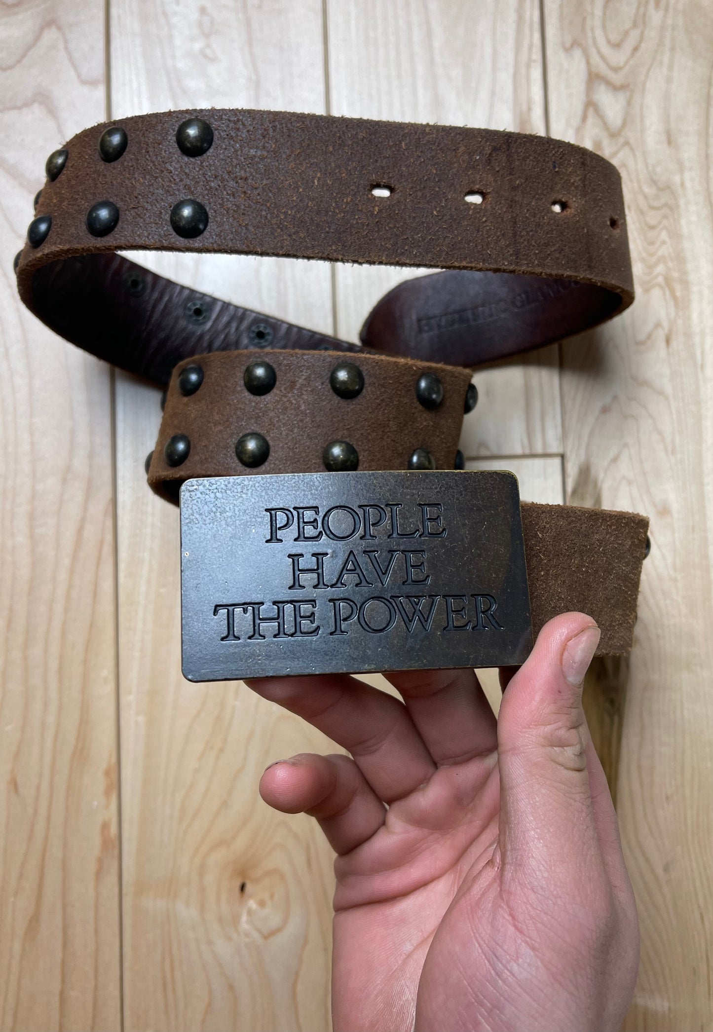 2000s Hysteric ‘People Have the Power’ Studded Leather Belt