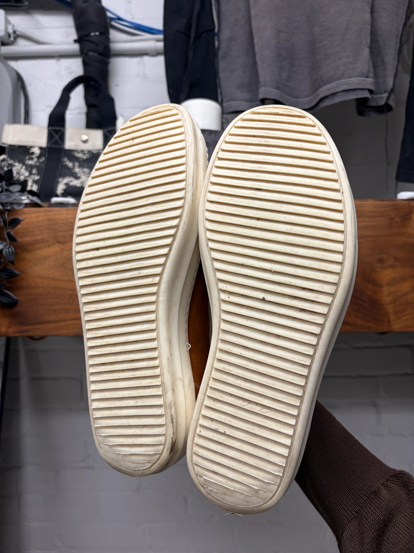 SS2024 Rick Owens ‘Vans’ Clay/Milk Leather Low Top Sneakers