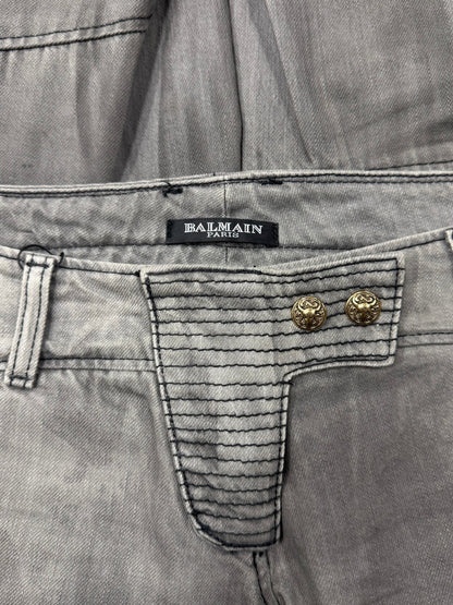 Balmain Grey Skinny Cut Biker Denim