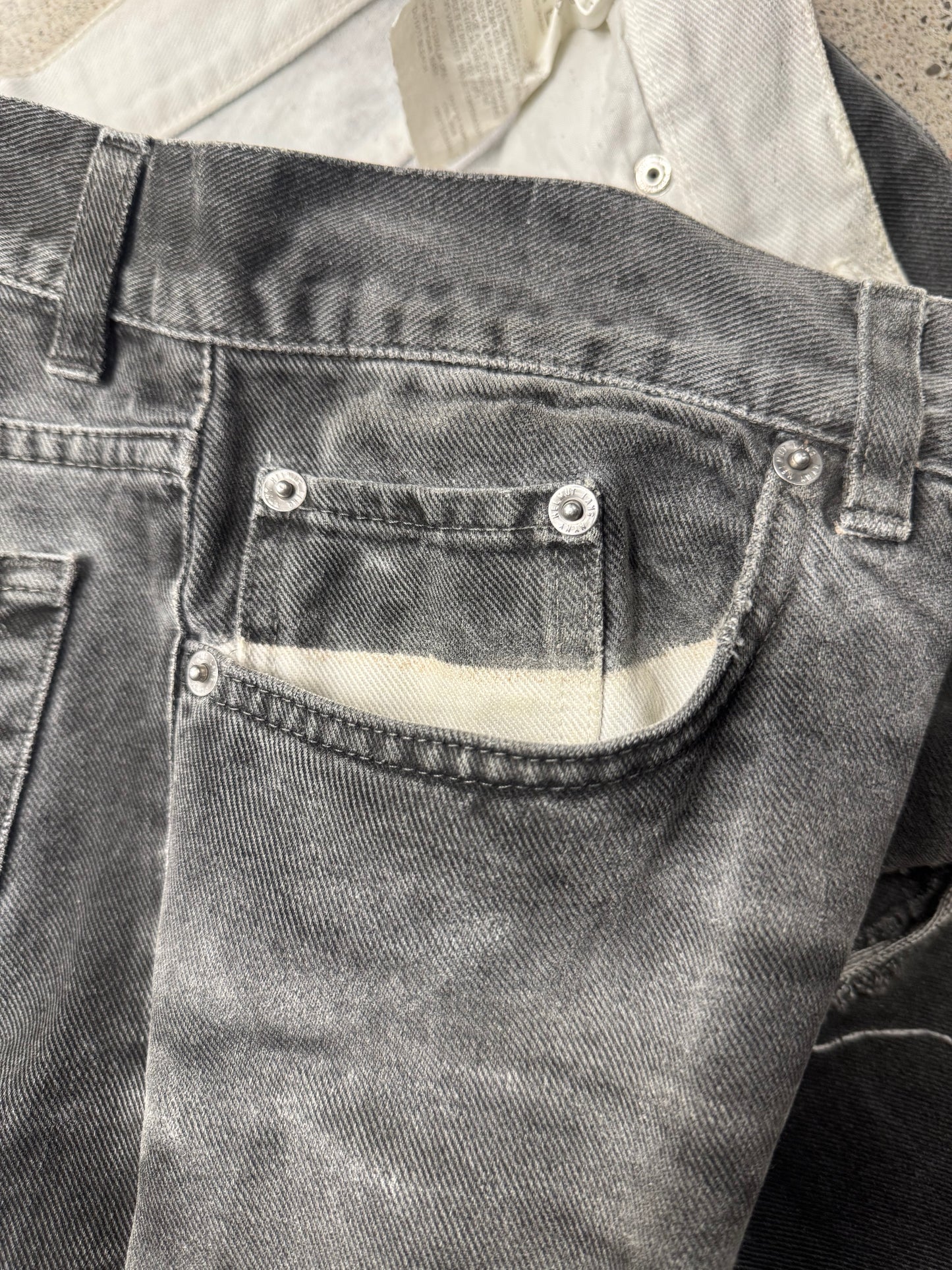 Vintage Helmut Lang ‘Overprint’ Low Rise Grey Bootcut Denim