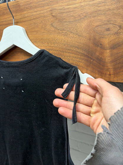 Maison Martin Margiela ‘Blank Tag’ Black Cotton Tank Top with Raw Shoulder Hem