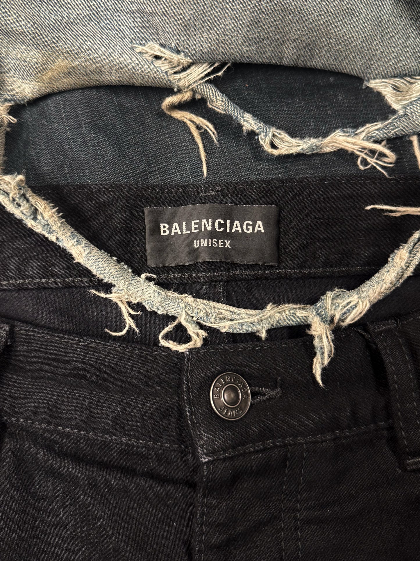 AW2024 Balenciaga ‘Cut-Up’ Double Waist Wide Leg Denim