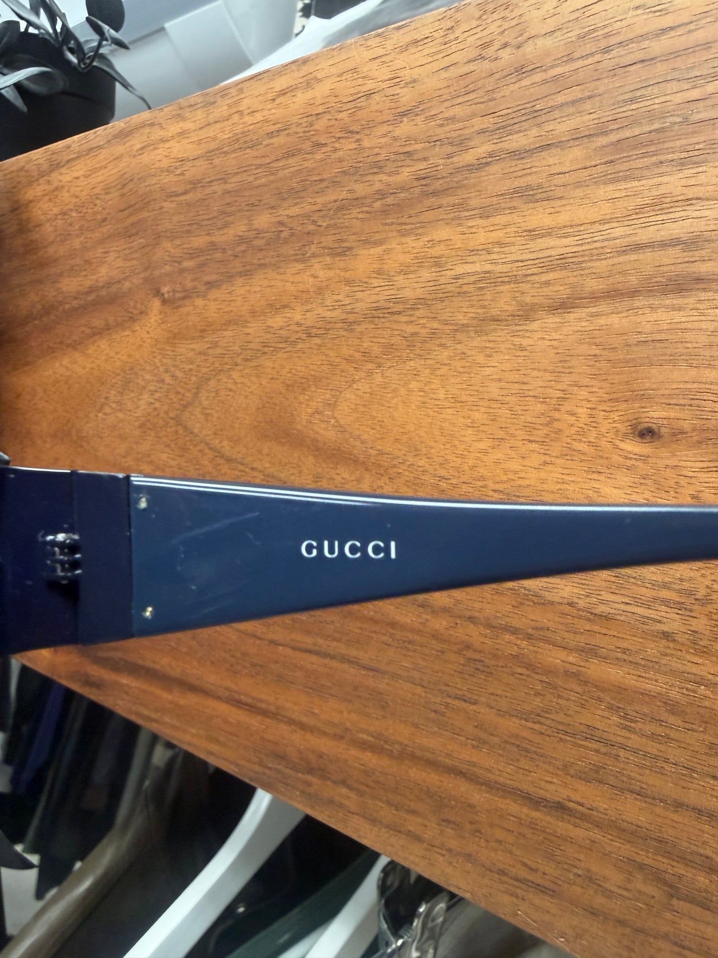 Gucci Striped Logo Blue/Red Visor Shield Sunglasses