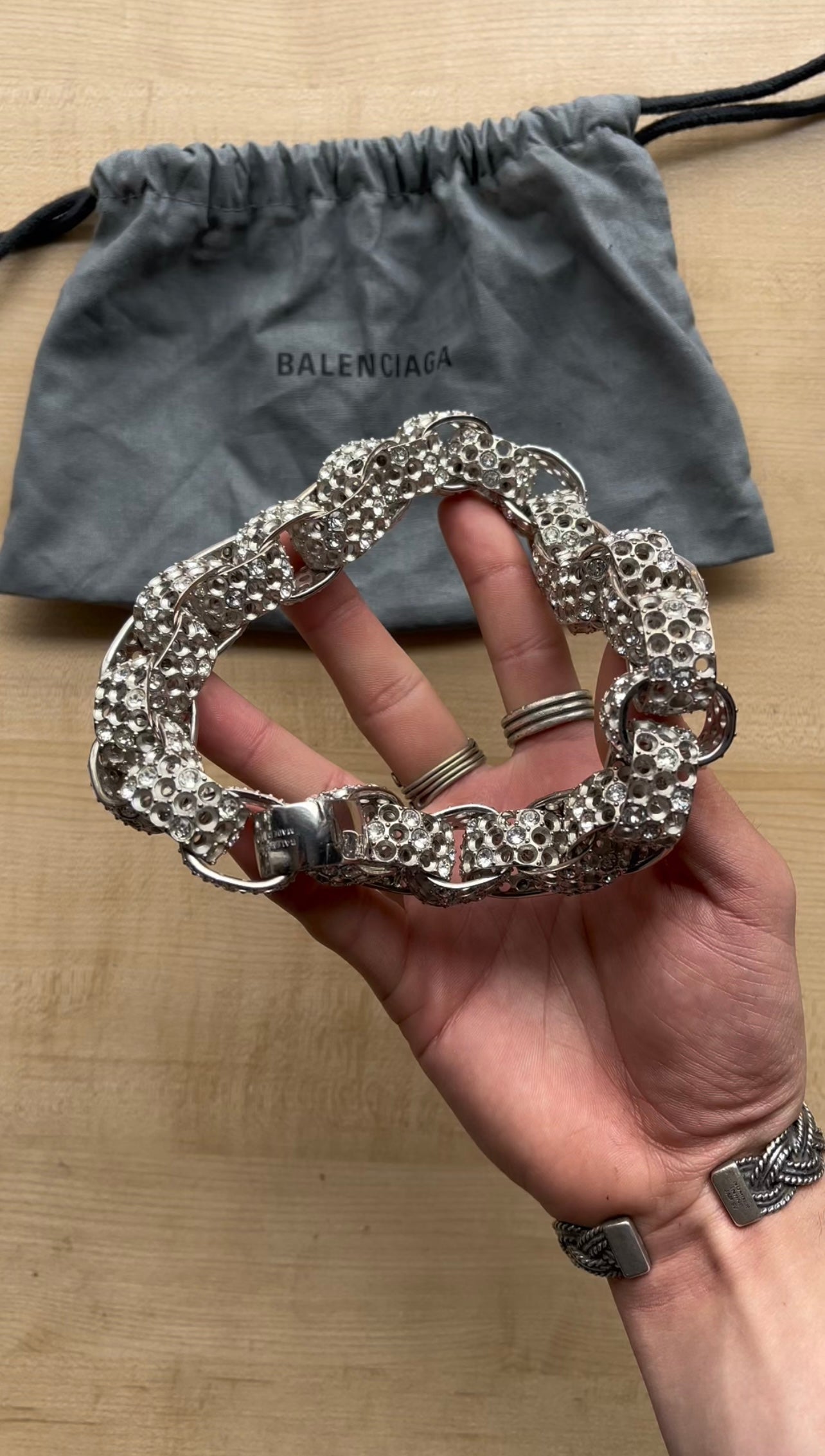 2021 Balenciaga Afterworld Silver/Crystal Choker Necklace