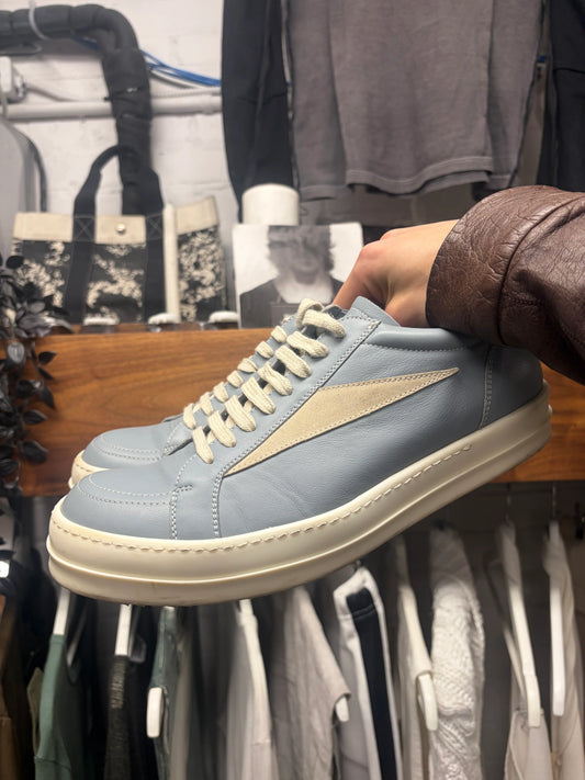 Rick Owens Mainline Blue Leather ‘Vans’ Low Top Sneakers