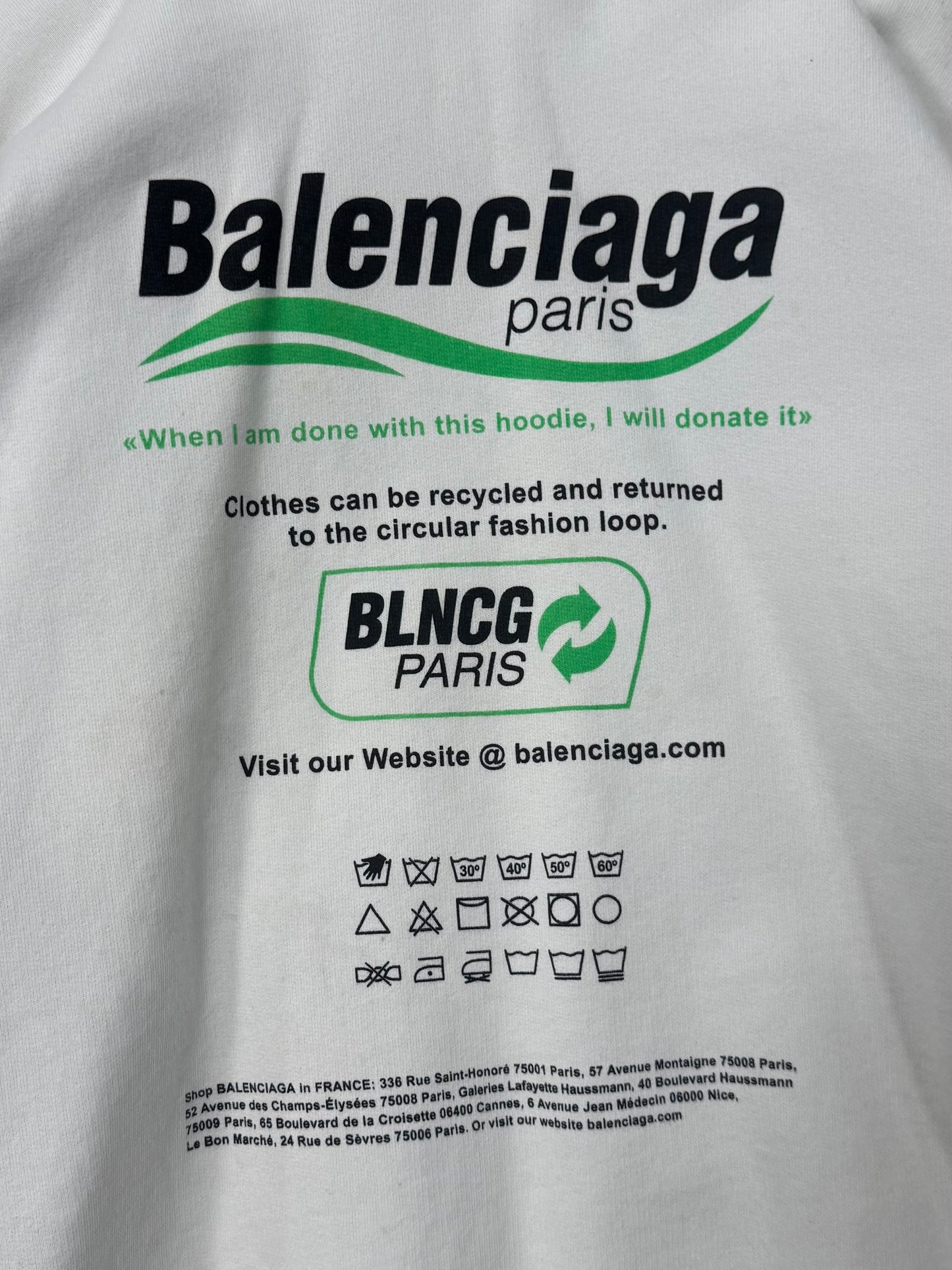 Balenciaga ‘Recycling’ White Pullover Hoodie