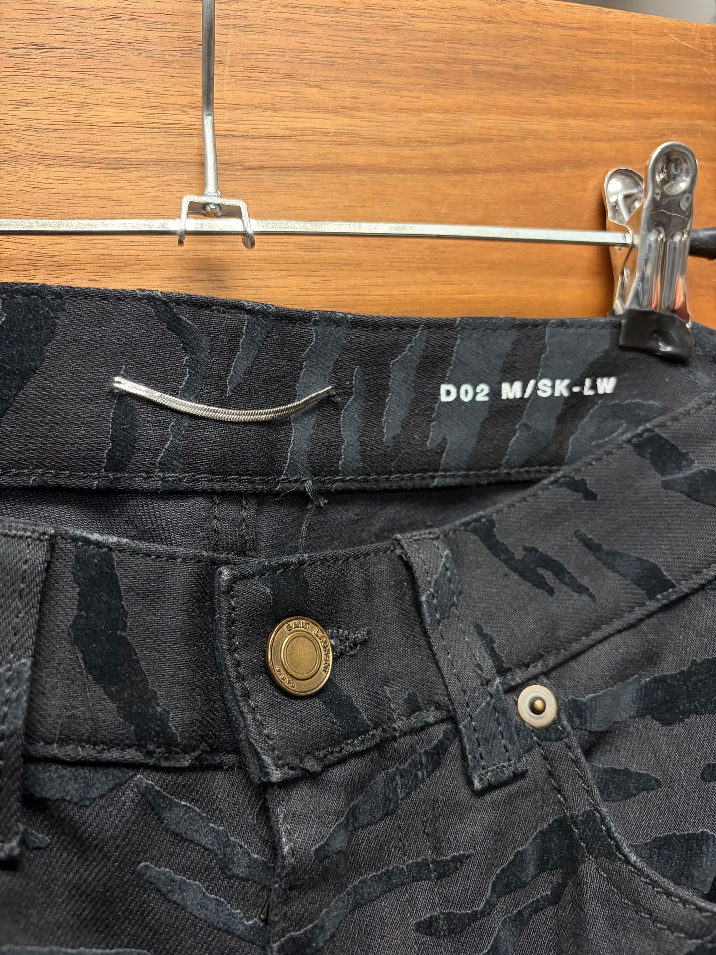 2019 Saint Laurent ‘Zebra’ D02 Black Skinny Jeans