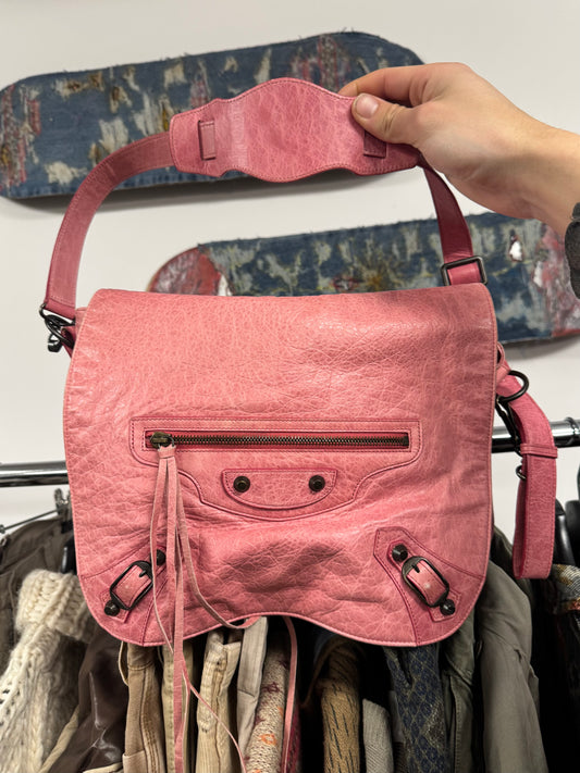 Balenciaga ‘Motorcross’ Pink Crossbody Leather Bag