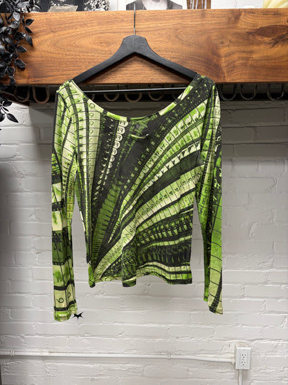 Vintage Jean Paul Gaultier ‘Film Roll’ Green Mesh Long Sleeve Shirt