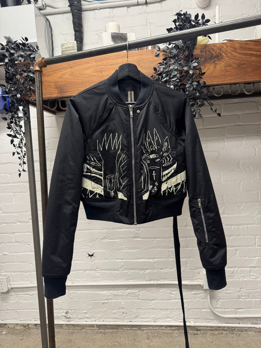 SS2015 Rick Owens ‘Faun’ Cropped Graphic Bomber Jacket