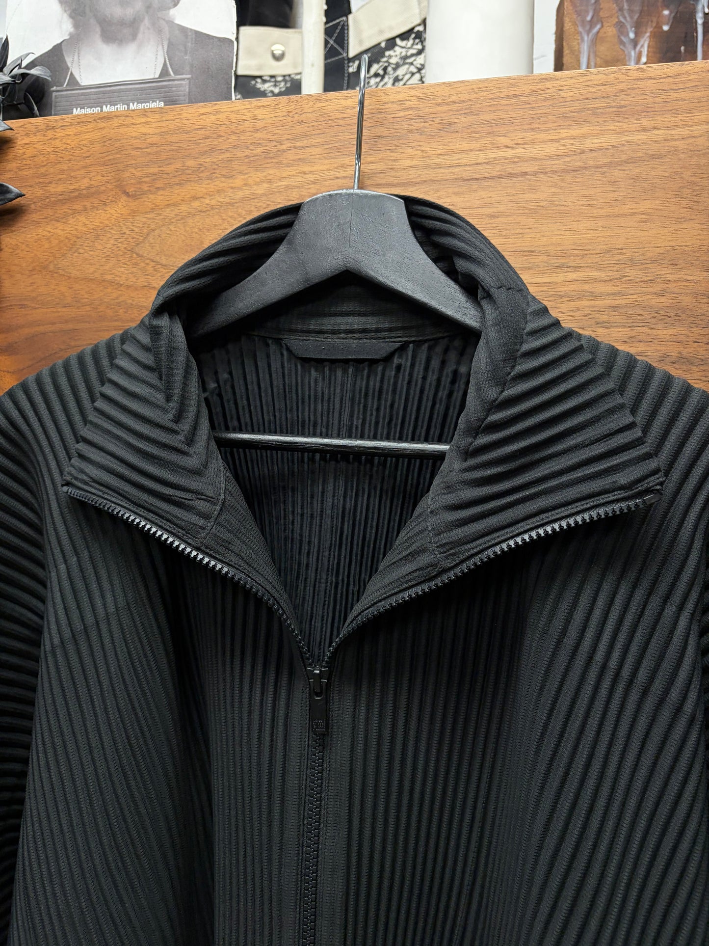 Issey Miyake Homme Plisse Pleated Black Zip-Up Track Jacket
