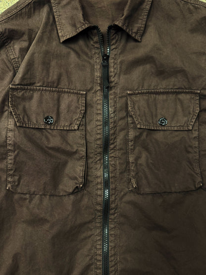 Stone Island ‘Brushed Cotton’ Zip-Up Work Shirt