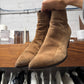 Saint Laurent ‘Lukas’ Brown Suede Cuban Heel Boots