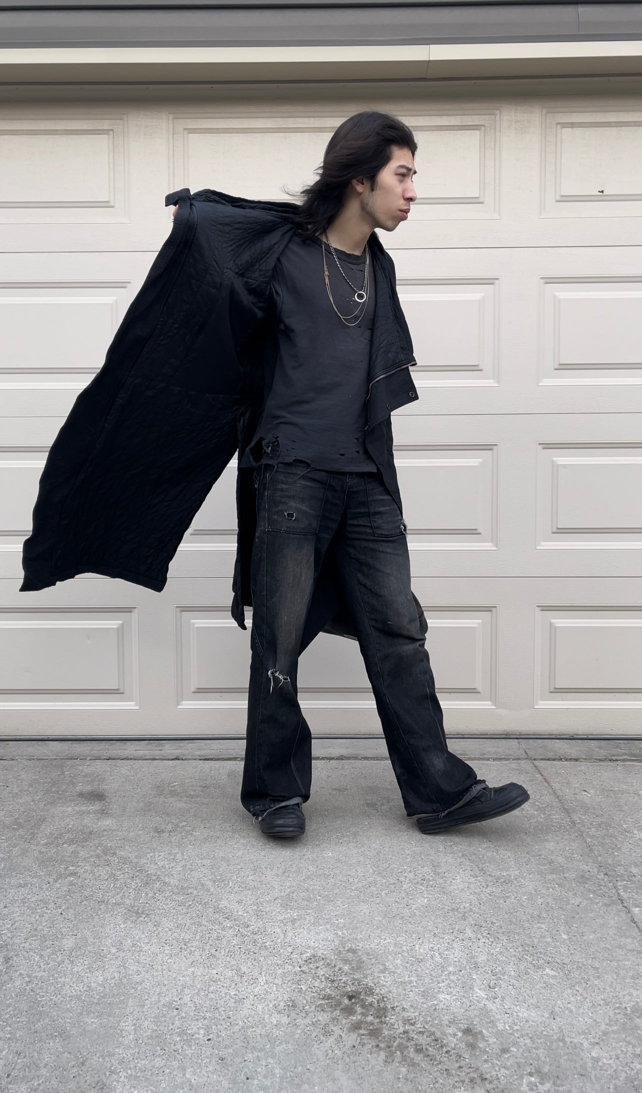 Spring Summer 2015 Rick Owens Body Bag Black Trench Coat