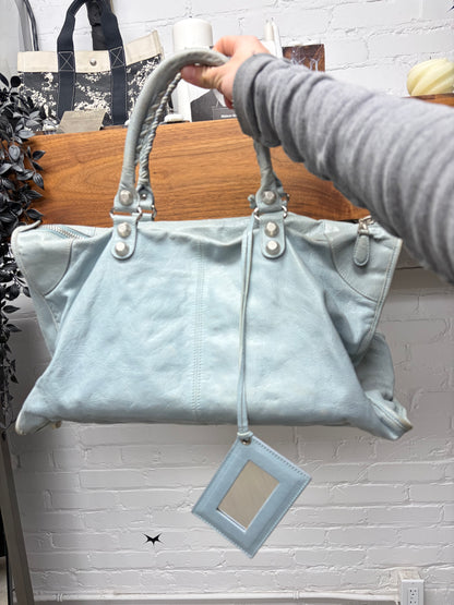 Balenciaga Soft Blue ‘City Bag’ with Silver Hardware