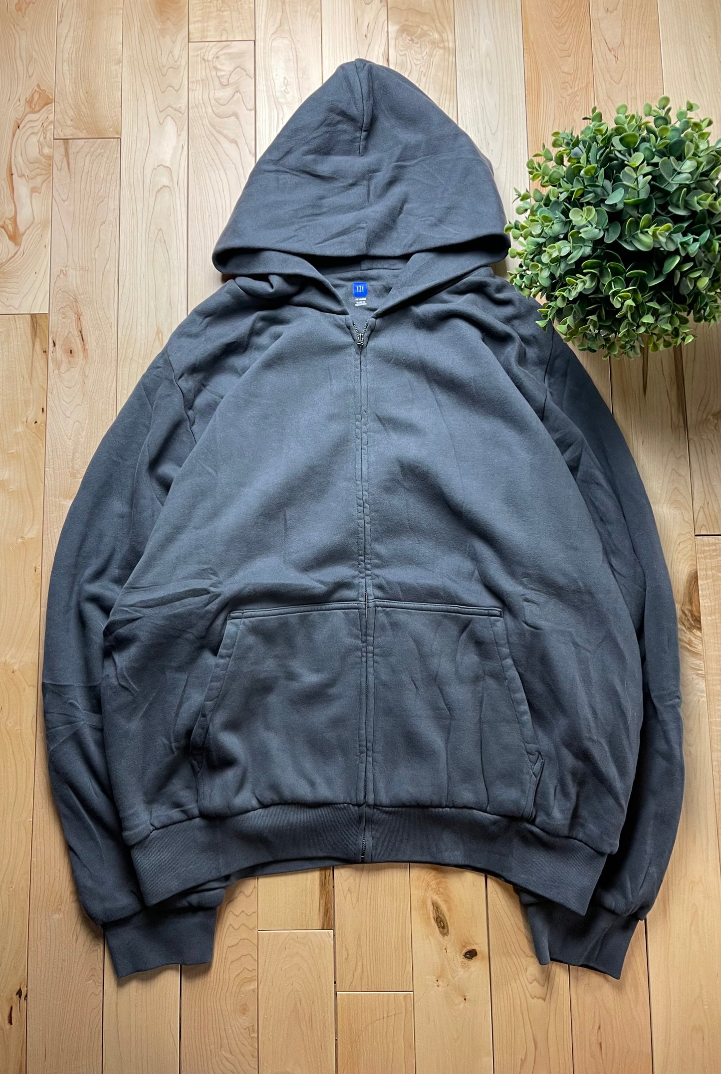 Yeezy x Gap Zip Up Heavyweight Cotton Washed Dark Gray Hoodie