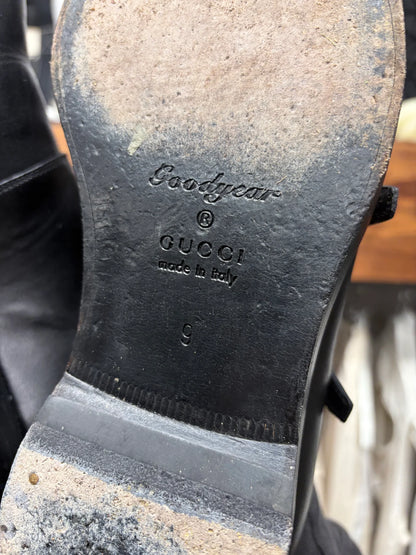 Gucci Double ‘Monk Strap’ Black Calfskin Leather Wood Sole Derbys