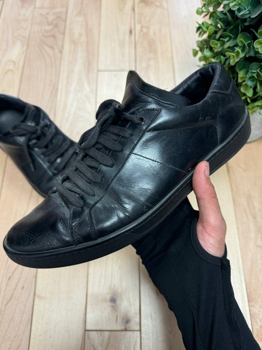 Saint Laurent SL/01 Black Leather Low Top Sneakers