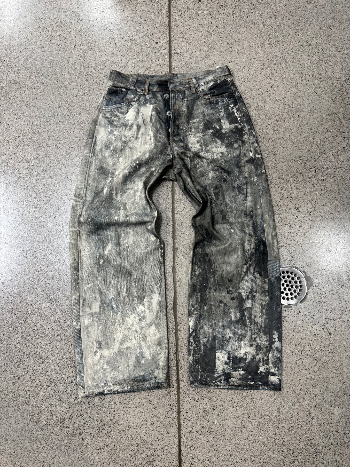 Acne Studios ‘Trompe L’œil’ Cold Grey Wide Leg Painter Denim