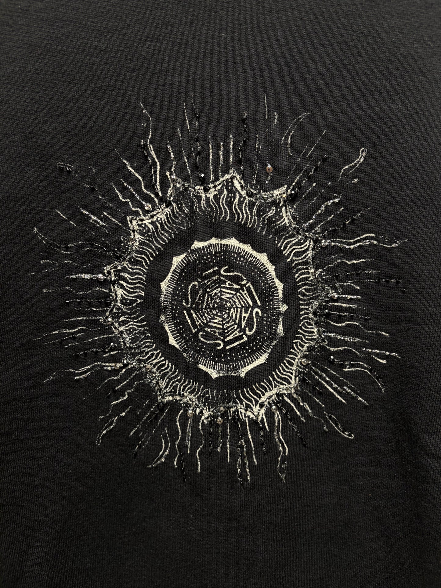 2018 Saint Laurent ‘Scorching Sun’ Black Embroidered Logo Sweatshirt