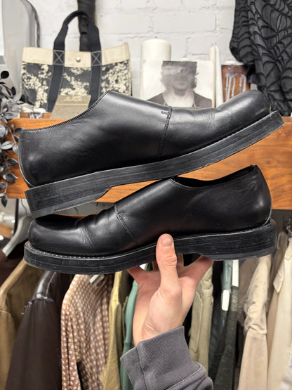 Gucci Double ‘Monk Strap’ Black Calfskin Leather Wood Sole Derbys