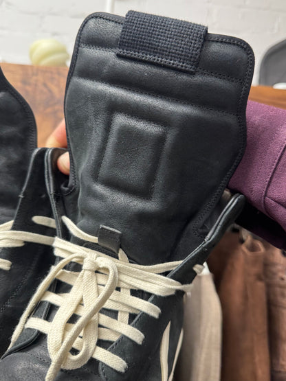 Rick Owens Black/Milk Suede ‘Geobasket’ High Top Sneakers