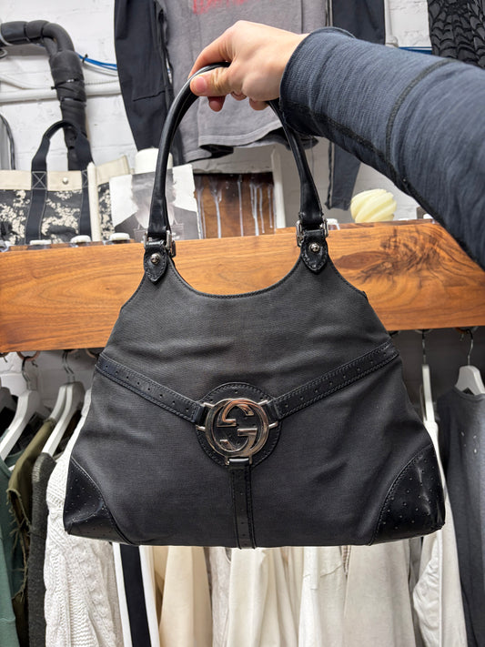 Vintage Gucci by Tom Ford ‘Reins’ Black GG Monogram Shoulder Bag