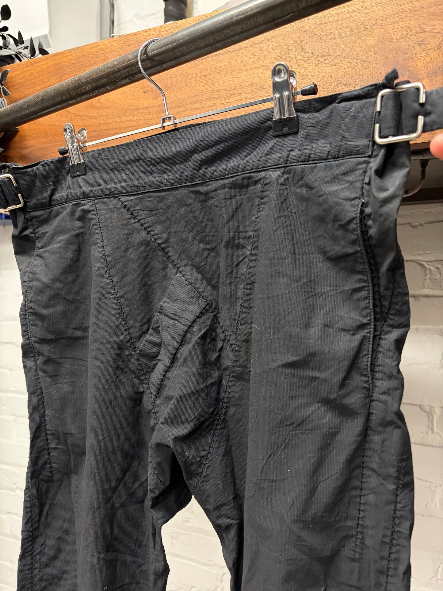 Carol Christian Poell ‘Scarstitch’ Black Cotton Drop Crotch Pants