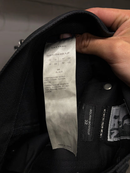 Rick Owens 16oz Japanese Raw Denim ‘Bolans’ Black Flared Leg Jeans