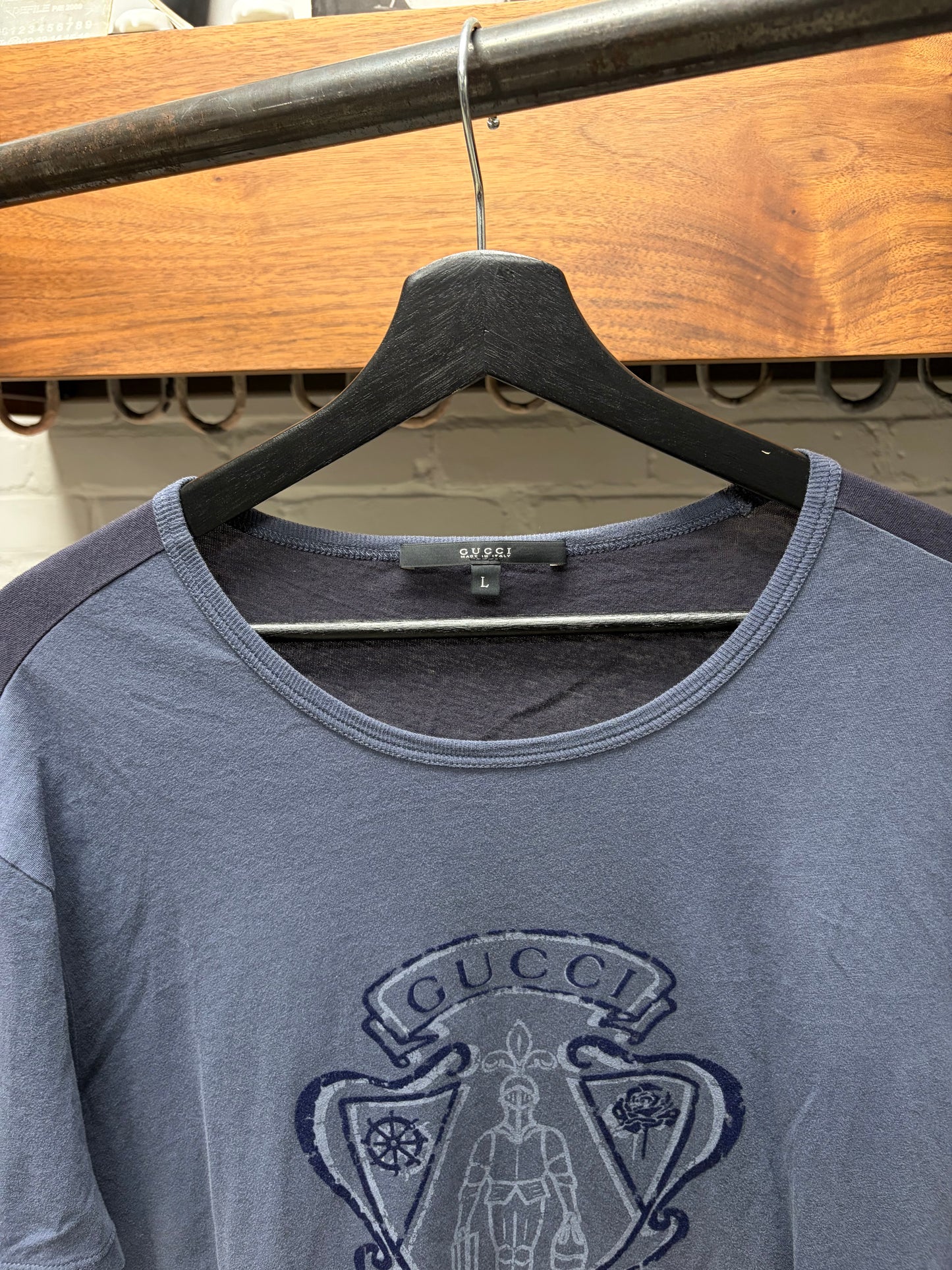 2000s Gucci Varsity Logo Graphic T-Shirt