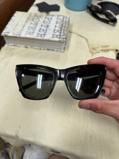 Saint Laurent ‘Kate’ Brown Tortoiseshell Cat Eye Sunglasses