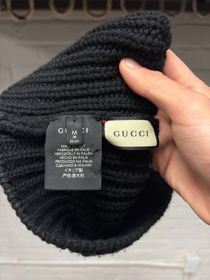 Gucci Wolf Appliqué Patch Knit Wool Beanie