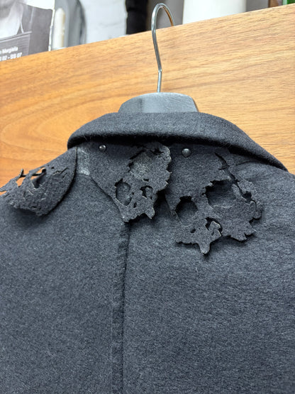 AW2005 Undercover ‘Arts n Crafts’ Laser Cut Skull Embellished Black Felted Wool Blazer