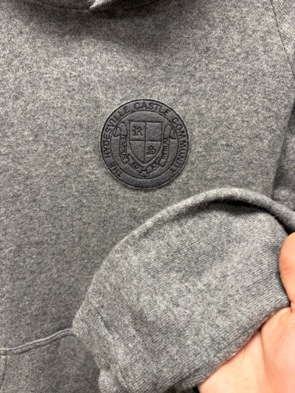AW2000 Raf Simons ‘Confusion’ Collegiate Patch Grey Wool Sweater