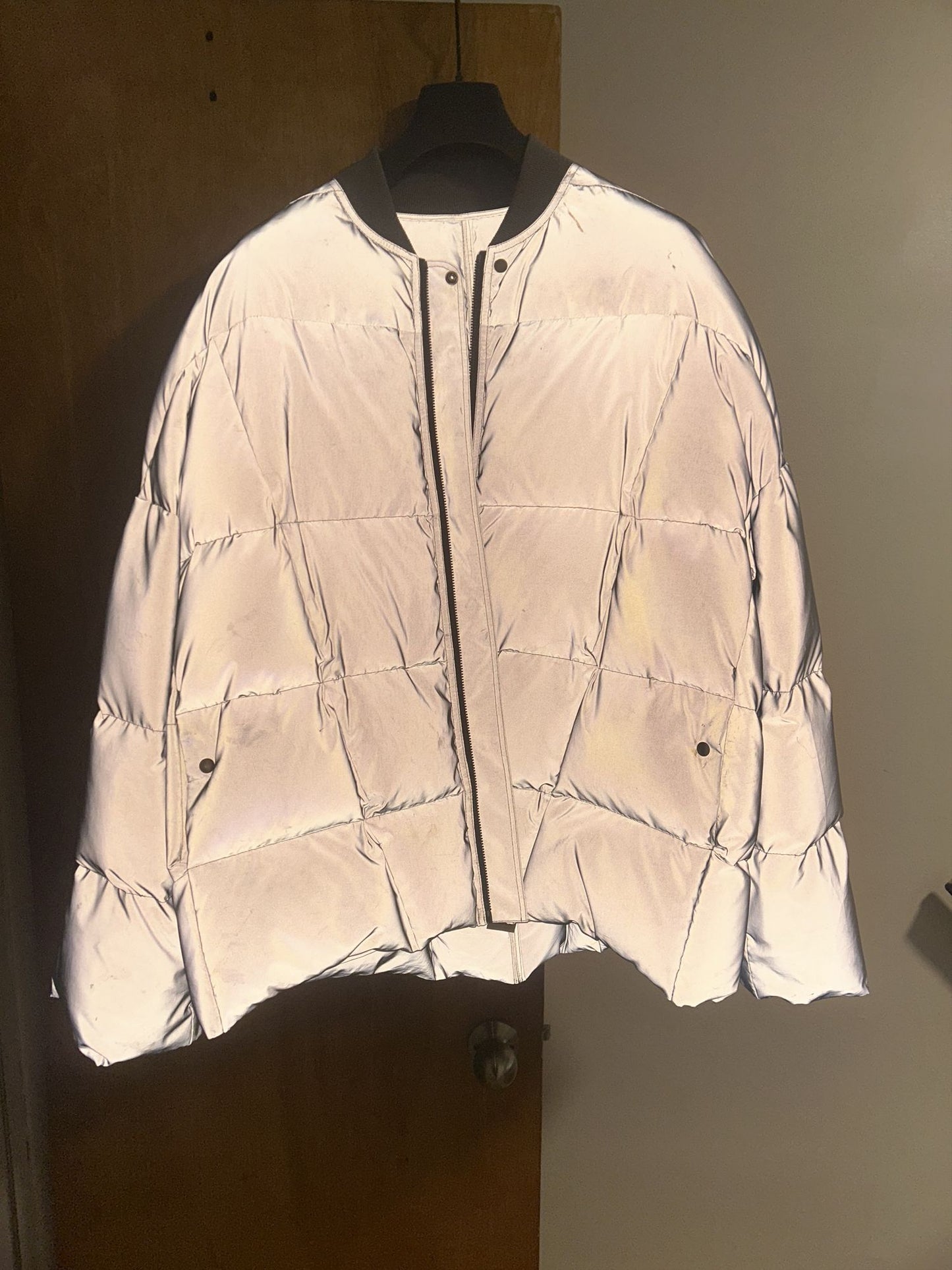 AW2022 Rick Owens Mainline ‘Strobe’ 3M Reflective Padded Bomber Jacket