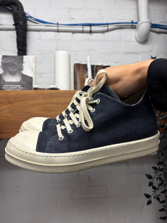 Rick Owens Raw Blue Denim ‘Ramones’ Low Top Sneakers