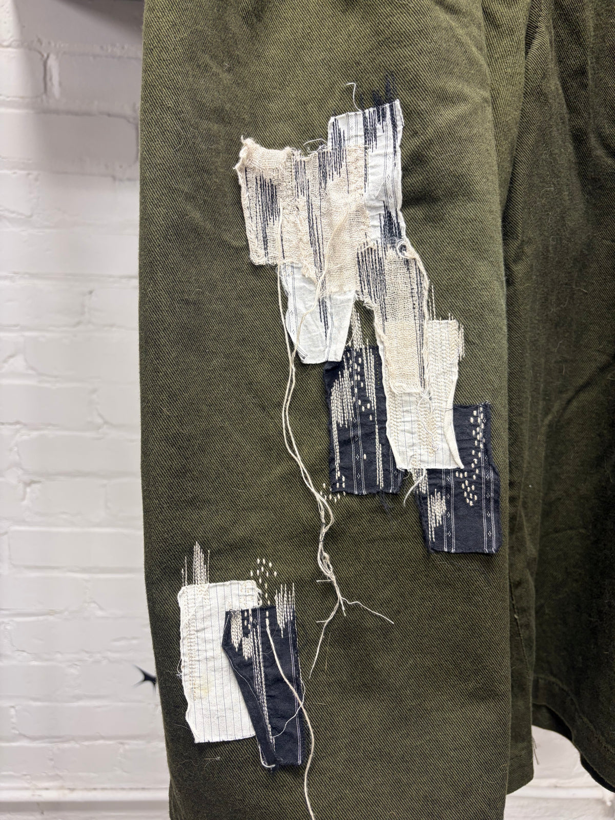 Yohji Yamamoto 'S'yte' Green Wool Patchwork Wide Leg Drawstring
Cropped Pants