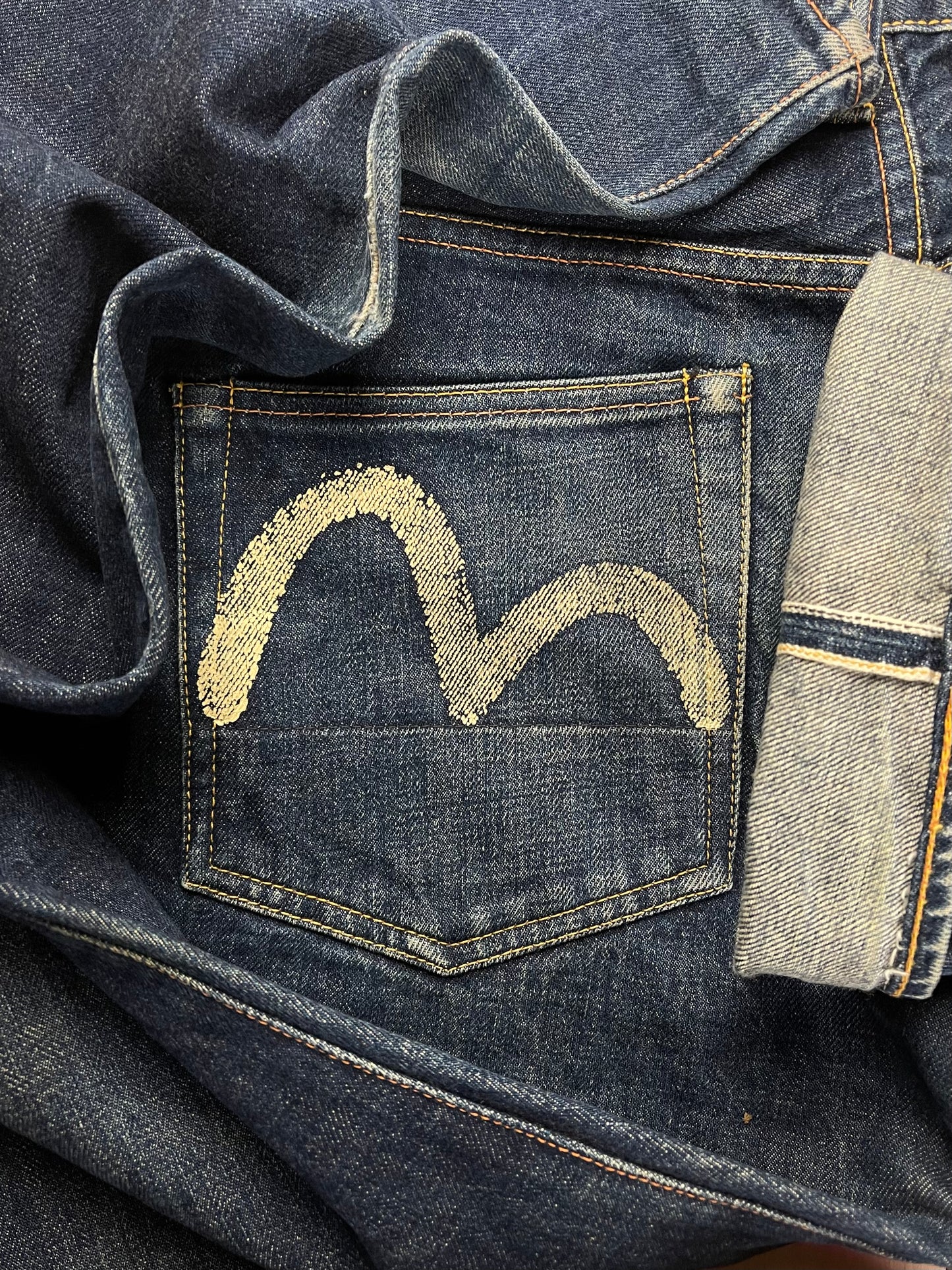 Evisu N02 Selvedge Hand Painted Gull Logo Denim