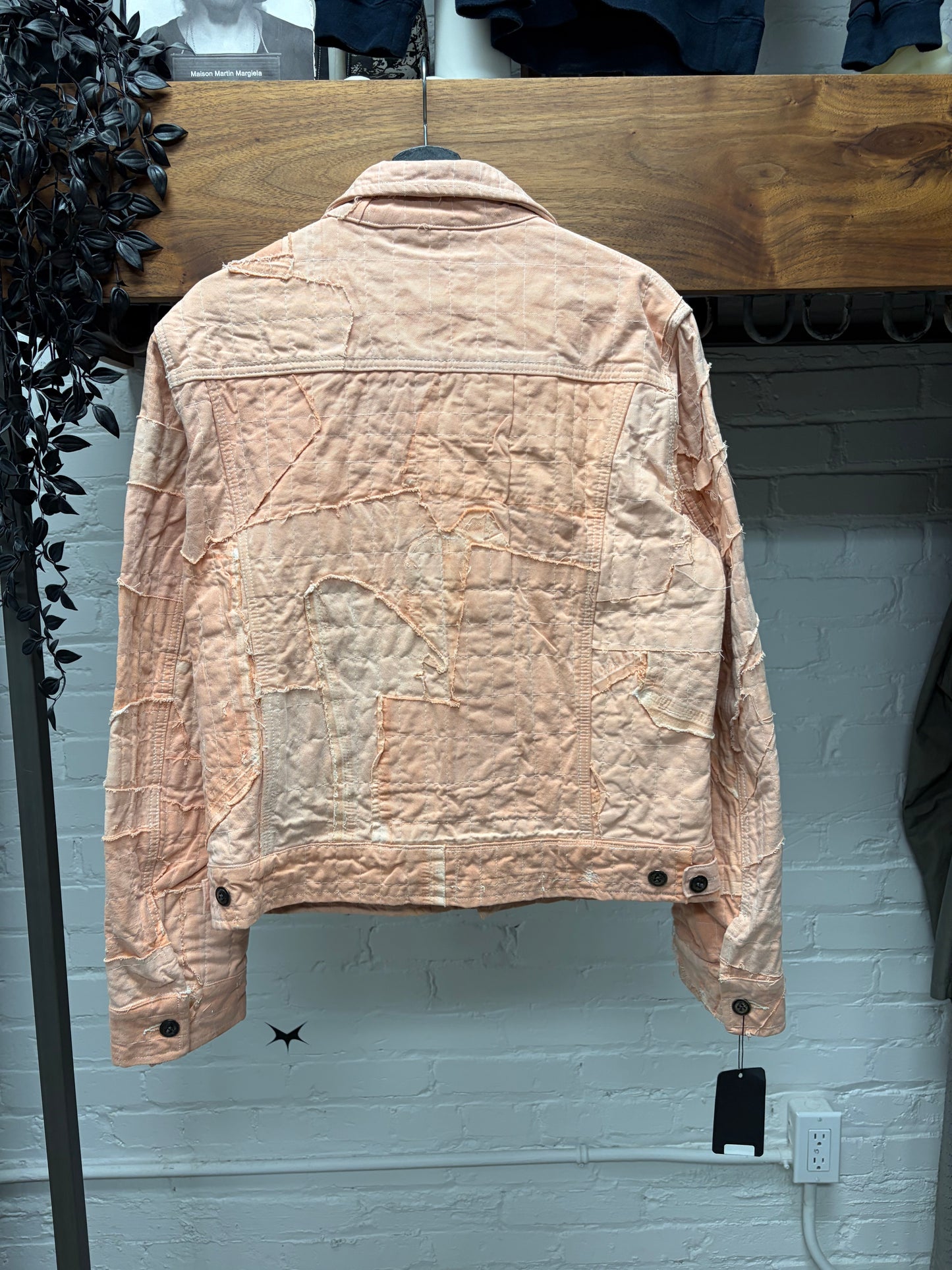 Greg Lauren Pink Denim Reconstructed Denim Jacket